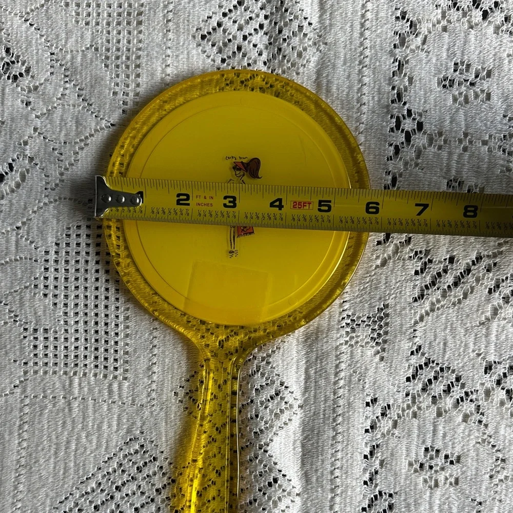 VTG Yellow Hand Mirror by Carley Brown with Retro Girl Illustration